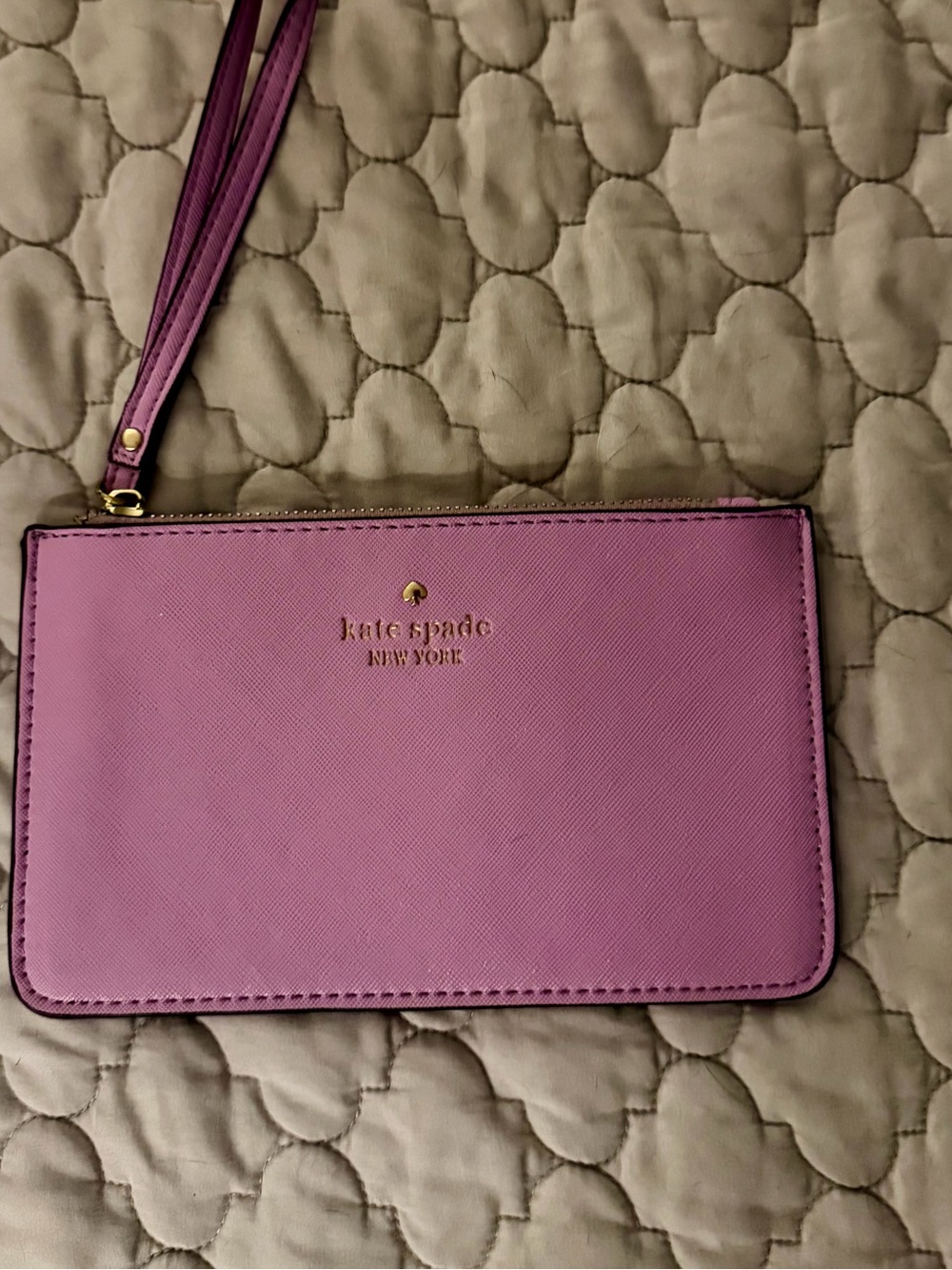 kate spade Pink Leather Wristlet Clutch with Gold Logo